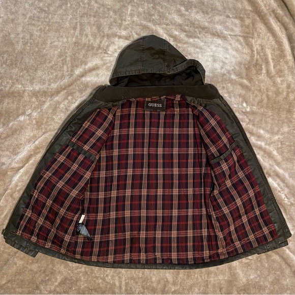 Guess Distressed Leather Flannel Lined Jacket Size Medium - Picture 7 of 10
